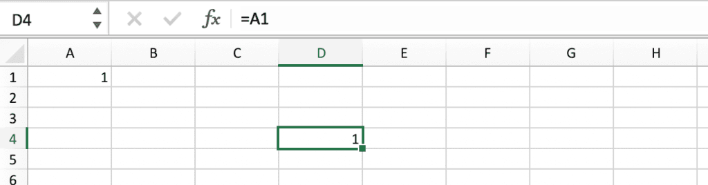 Example of a simple cell reference // PerfectXL Academy