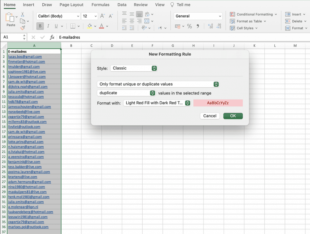 Hightlight dubbele waarden in Excel // PerfectXL Academy