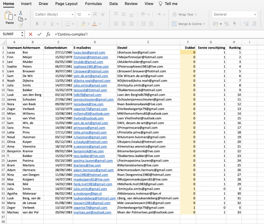 Handmatige ontdubbeling in Excel met sleutel // Voorbeeld // PerfectXL Academy