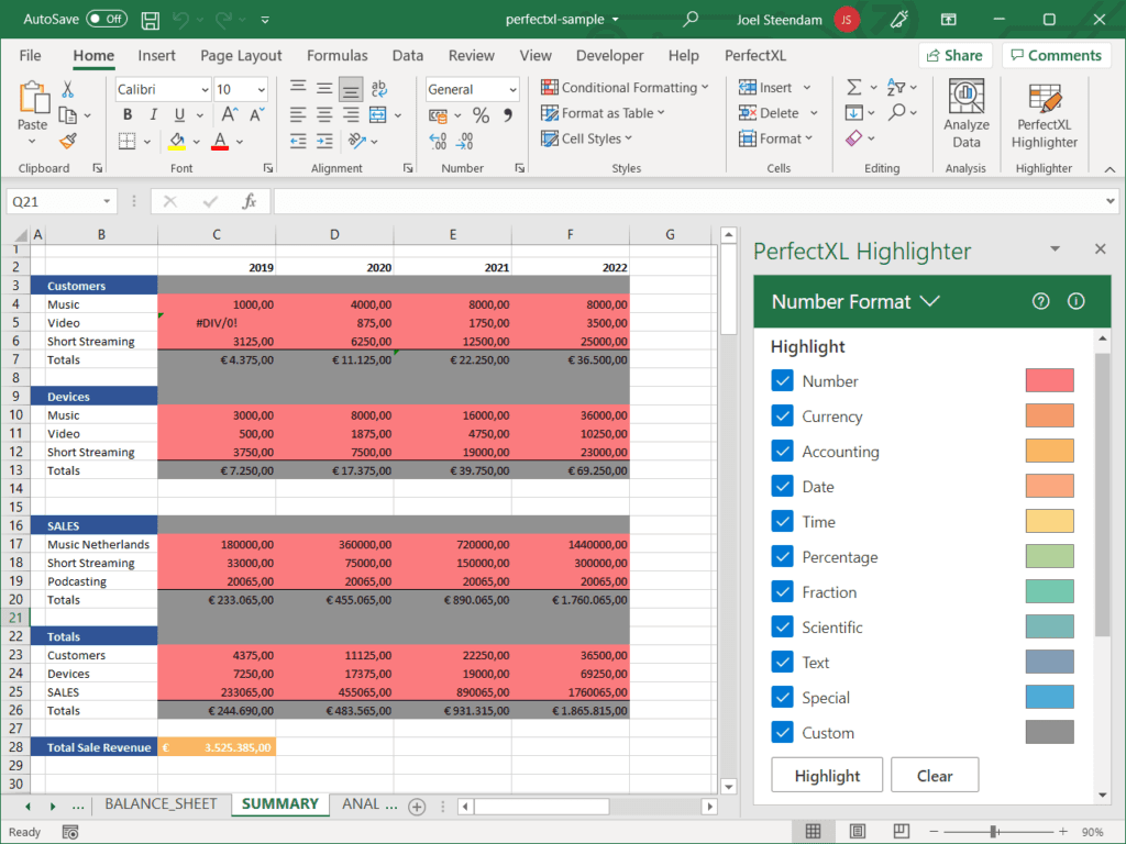 PerfectXL // Excel Tools // Highlighter // Walkthrough