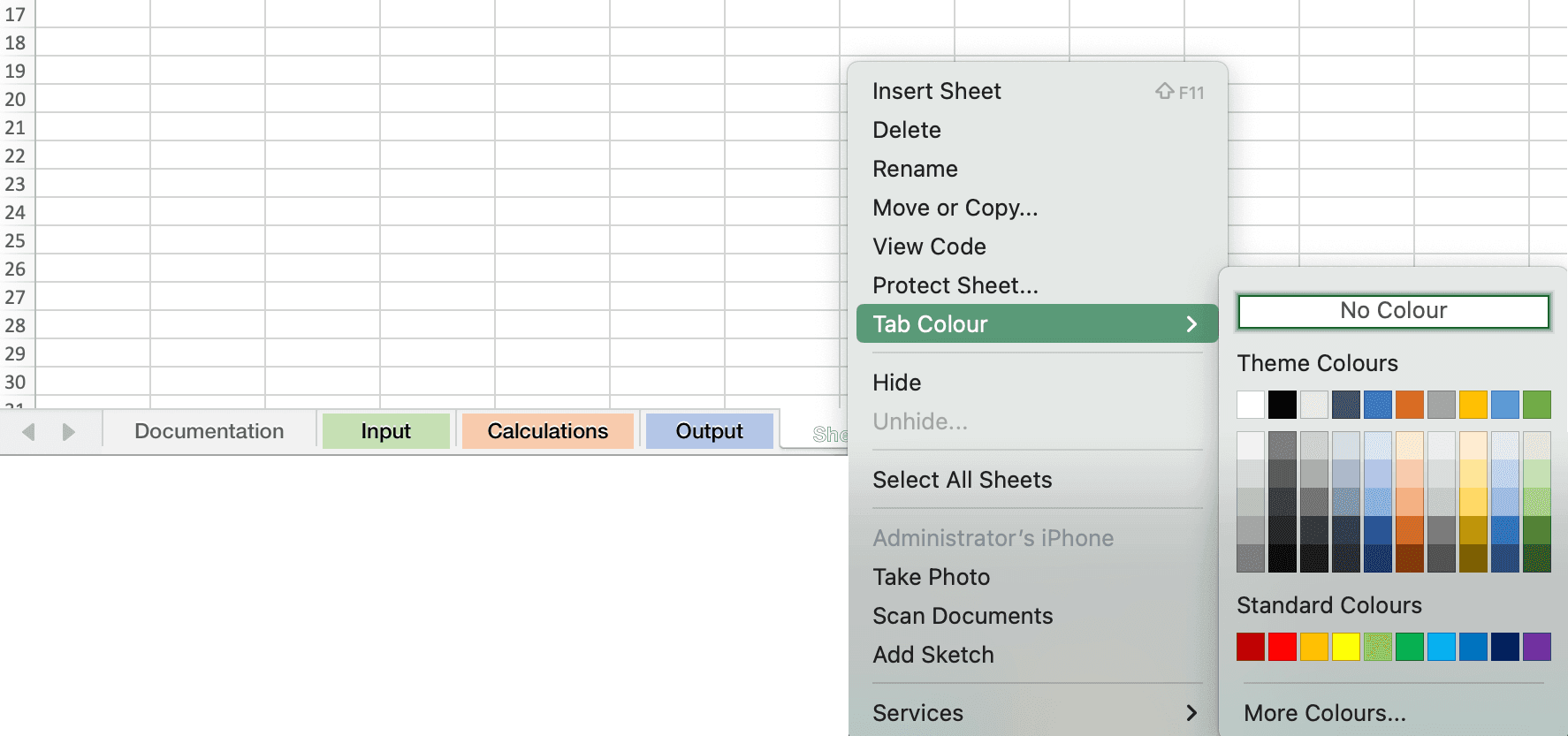 Tab colors // Spreadsheet documentation // PerfectXL Academy