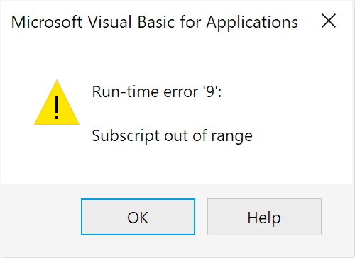 VBA errors // Run-time error '9 : Subscript out of range // PerfectXL Academy