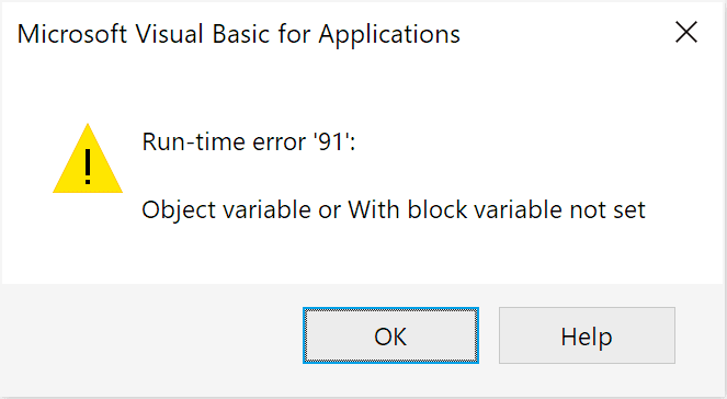VBA errors // Run-time error '91 : Object variable or With block variable not set // PerfectXL Academy