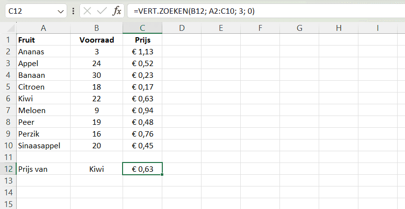 Resultaat exacte match VLOOKUP functie // PerfectXL Academy