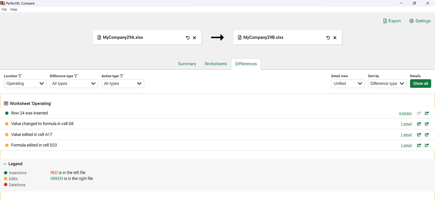 Select worksheet for details // PerfectXL