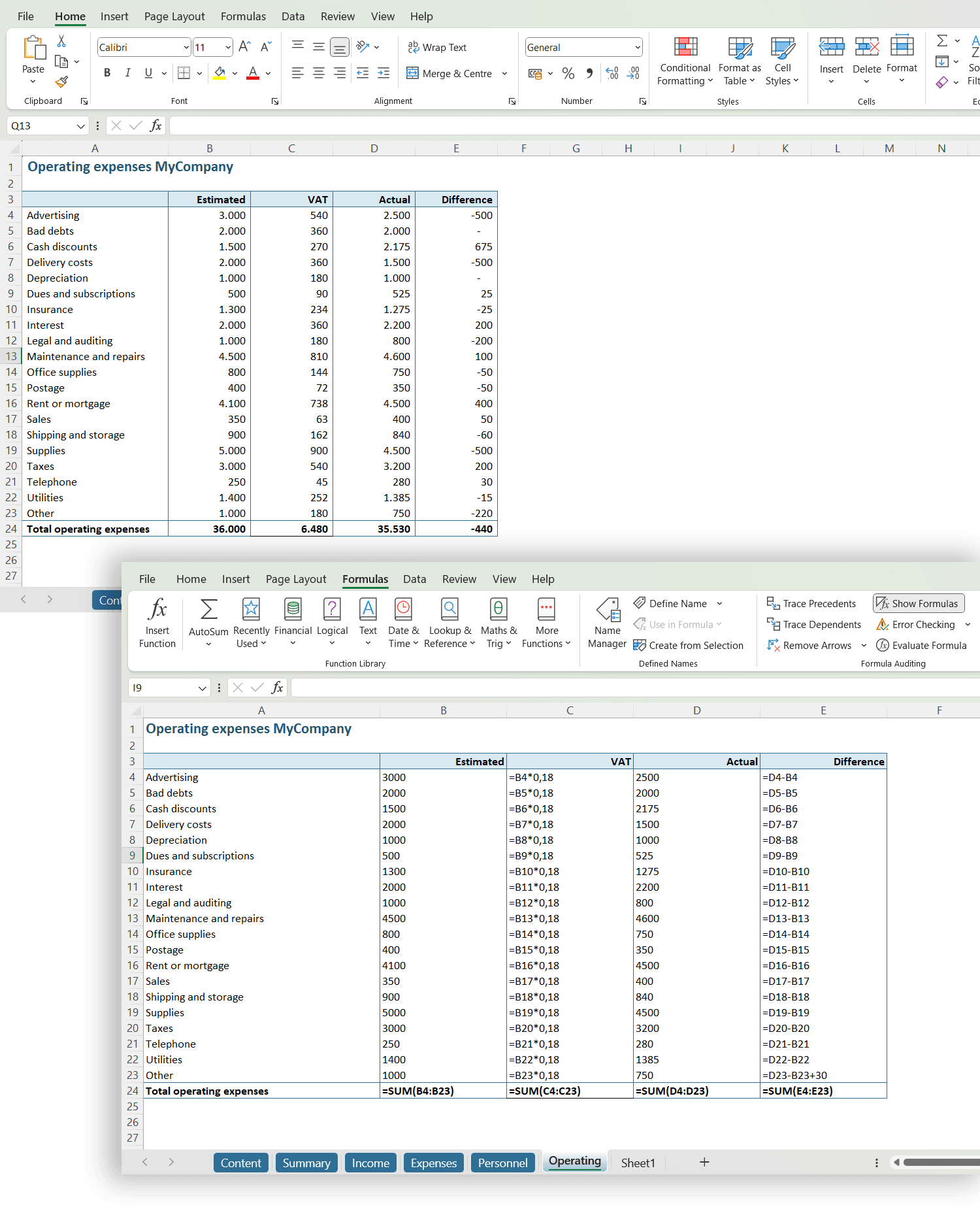 Hardcoded numbers detected on the last worksheet // PerfectXL