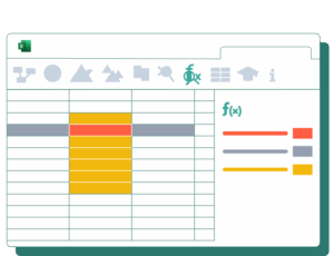 understand-formula-context Excel sheet illustration highlighting formula context with color coding, showing how Formula Inspector helps identify relationships and dependencies in spreadsheets.